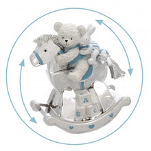 Görseli Galeri görüntüleyiciye yükleyin, Ayıcıklı ve Tavşanlı Mavi Sallanan At Müzik Kutusu 2