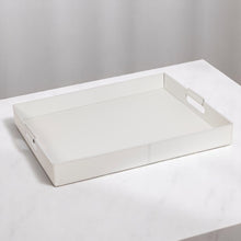 Görseli Galeri görüntüleyiciye yükleyin, Gınepro Krem Rengi Deri Dikdörtgen Kulplu Tepsi 2