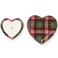 Görseli Galeri görüntüleyiciye yükleyin, Kalp Şeklinde Kenarı Ekoseli 2'li Servis Tabağı