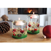 Görseli Galeri görüntüleyiciye yükleyin, Kırmızı ve Altın Yılbaşı Süslü Silindir Büyük Cam Mumluk