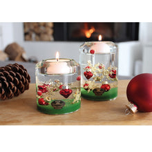 Görseli Galeri görüntüleyiciye yükleyin, Kırmızı ve Altın Yılbaşı Süslü Silindir Cam Mumluk