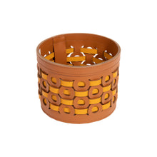 Görseli Galeri görüntüleyiciye yükleyin, Yuvarlak Taba ve Sarı Deri Sepet 17,5 cm