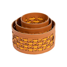 Görseli Galeri görüntüleyiciye yükleyin, Yuvarlak Taba ve Sarı Deri Sepet 17,5 cm