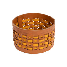 Görseli Galeri görüntüleyiciye yükleyin, Yuvarlak Taba ve Sarı Deri Sepet 22,5 cm