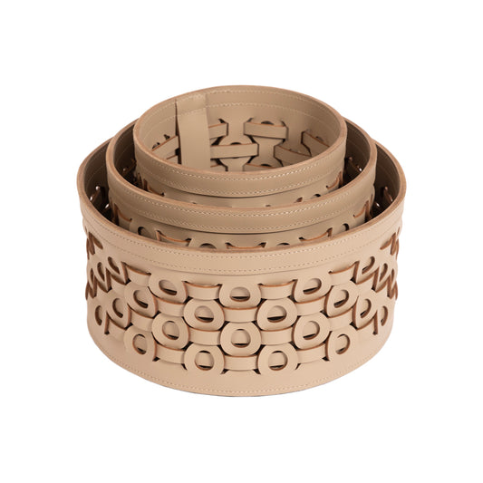 Yuvarlak Vizon Deri Sepet 22,5 cm