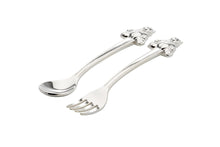 Görseli Galeri görüntüleyiciye yükleyin, Gümüş Kaplama Bebek Çatal Kaşık Mama Seti