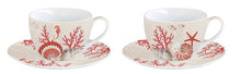 Görseli Galeri görüntüleyiciye yükleyin, Mercan Desenli 2'Li Kahve Fincanı ve Tabağı
