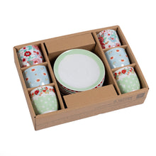 Görseli Galeri görüntüleyiciye yükleyin, Çiçek Desenli 6'Lı Türk Kahve Fincanı Seti