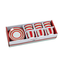 Görseli Galeri görüntüleyiciye yükleyin, Kırmızı Beyaz Çizgili 6'Lı Türk Kahve Seti