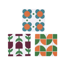 Görseli Galeri görüntüleyiciye yükleyin, Lale Çiçek ve Geometrik Desenli 3'Lü Bardak Altı