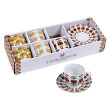 Görseli Galeri görüntüleyiciye yükleyin, Lale Çiçek ve Geometrik Desenli 6'Lı Türk Kahve Fincanı Seti