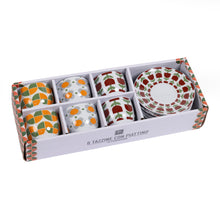 Görseli Galeri görüntüleyiciye yükleyin, Lale Çiçek ve Geometrik Desenli 6'Lı Türk Kahve Fincanı Seti