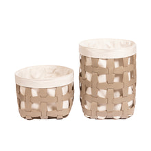 Görseli Galeri görüntüleyiciye yükleyin, Vizon Deri Krem Kumaş Astarlı Sepet 35x26,5 cm