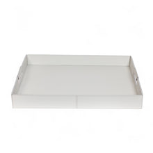 Görseli Galeri görüntüleyiciye yükleyin, Gınepro Krem Rengi Deri Dikdörtgen Kulplu Tepsi