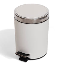 Görseli Galeri görüntüleyiciye yükleyin, Bino Krem Rengi Pedallı Deri Çöp Kovası