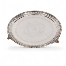 Görseli Galeri görüntüleyiciye yükleyin, Mappin Brothers Damgalı İngiliz Sheffield Ajur ve Kalem İşçilikli Ayaklı Tepsi