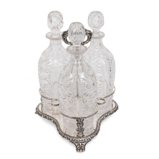 İngiliz Sheffield Damgalı 3 Kristal Şişeli İçki Servisi 2