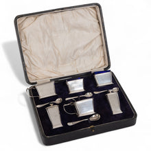 Görseli Galeri görüntüleyiciye yükleyin, 19. Yüzyıl Orijinal Kutusunda Sheffield İngiliz Üretimi 9 Parça Som Gümüş Baharatlık Takımı