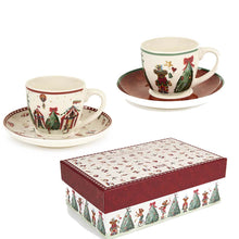 Görseli Galeri görüntüleyiciye yükleyin, Yılbaşı Dekorlu 2'li Türk Kahve Fincan Seti