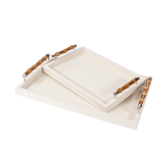 Fildişi Lake Bambu Saplı Tepsi 60x40 cm