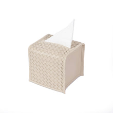 Görseli Galeri görüntüleyiciye yükleyin, Fildişi Örgü Desenli Deri Kare Selpak Kutusu