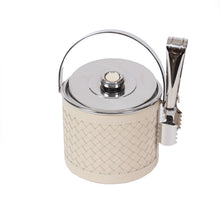 Görseli Galeri görüntüleyiciye yükleyin, Fildişi Örgü Desenli Deri ve Paslanmaz Çelik Buz Kovası