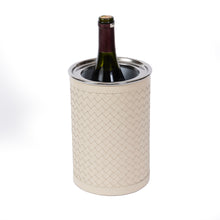 Görseli Galeri görüntüleyiciye yükleyin, Fildişi Örgü Desenli Deri ve Paslanmaz Çelik Şişe Soğutucu