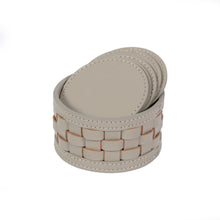 Görseli Galeri görüntüleyiciye yükleyin, Gri Deri Kutulu 10'Lu Bardak Altı Seti