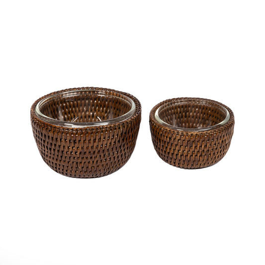 Rattan İçi Camlı Büyük Kase