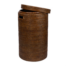 Görseli Galeri görüntüleyiciye yükleyin, Rattan Kahverengi Silindir Çamaşır Sepeti