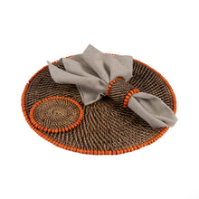 Görseli Galeri görüntüleyiciye yükleyin, Rattan Turuncu Boncuklu 4'Lü Peçete Halkası