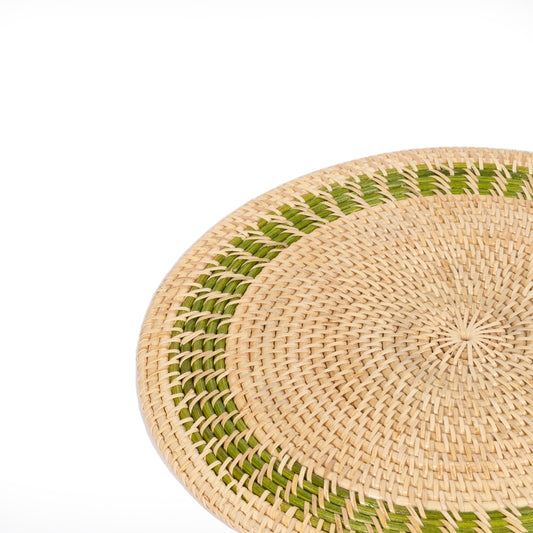 Rattan Yeşil Bordürlü Rattan Amerikan Servis