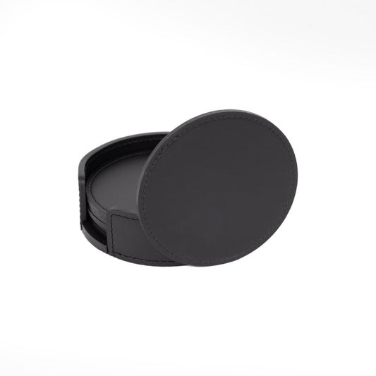 Acquerello Siyah Deri 6'Lı Bardak Altlığı