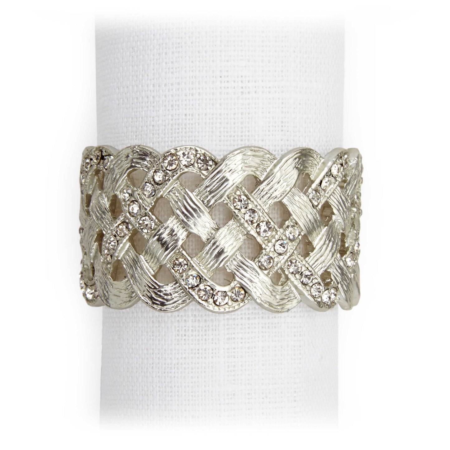 4'lü Hasır Taşlı Platin Peçete Halkası