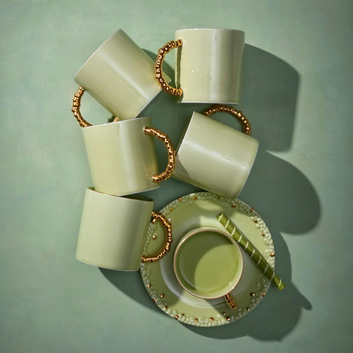 Haas Majove Matcha Altın 2'Li Çay Fincanı ve Tabağı