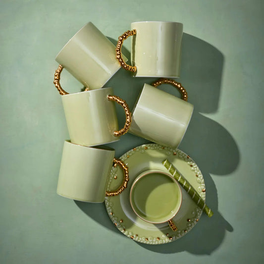 Haas Majove Matcha Altın 2'Li Çay Fincanı ve Tabağı