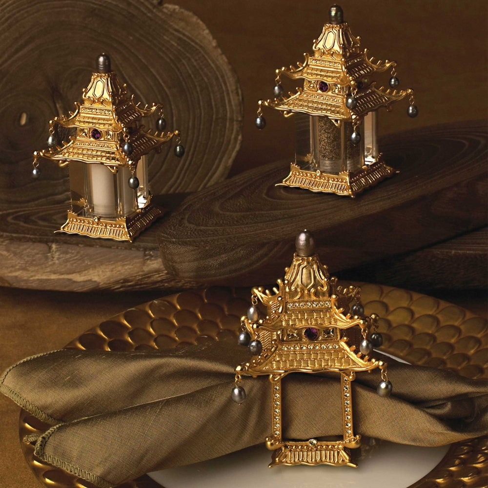 Pagoda 2'li Kutu Altın Peçete Halkası
