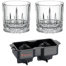 Görseli Galeri görüntüleyiciye yükleyin, Luxuria-Natchmann-Spiegelau Perfect Serve 2 Viski Bardağı Ve 2 Buz Kalıbı