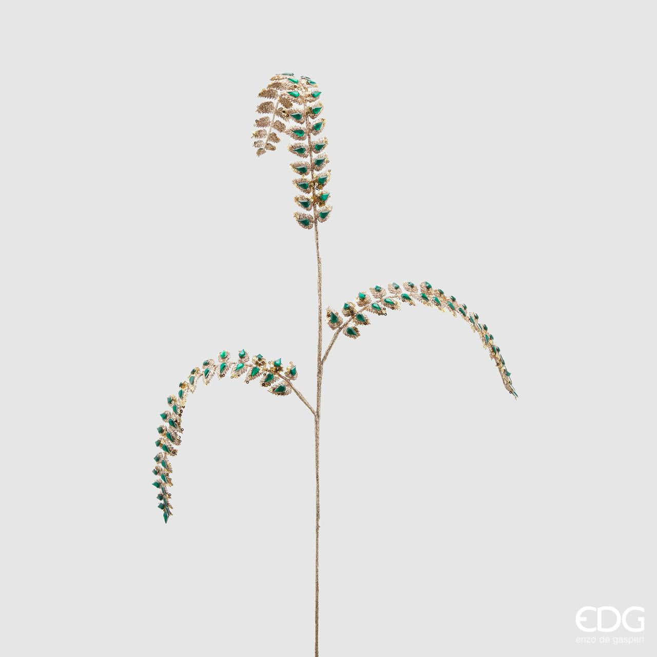 Yeşil Taşlı Altın Yaprak