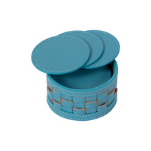 Görseli Galeri görüntüleyiciye yükleyin, Turkuaz Deri Kutulu 10'Lu Bardak Altı Seti