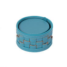 Görseli Galeri görüntüleyiciye yükleyin, Turkuaz Deri Kutulu 10'Lu Bardak Altı Seti