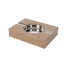 Görseli Galeri görüntüleyiciye yükleyin, Vizon Örgü Desenli Deri ve Paslanmaz Çelik Puro Küllüğü