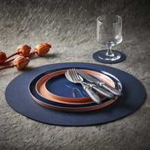 Görseli Galeri görüntüleyiciye yükleyin, Esma Dereboy Yuvarlak Deri Amerikan Servisi Okyanus Rengi