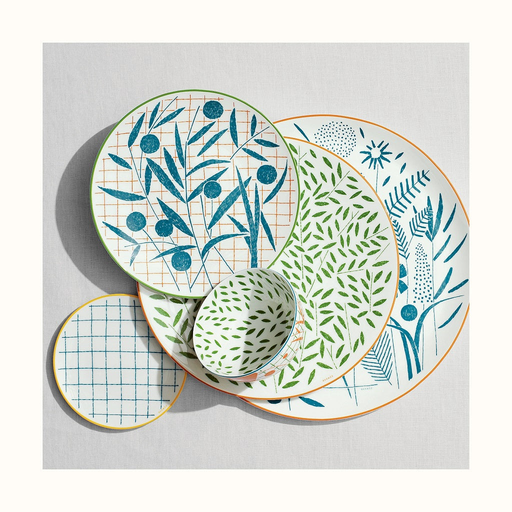 Hermès A Walk In The Garden Blue Ekmek Tabağı