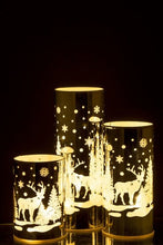 Görseli Galeri görüntüleyiciye yükleyin, Luxuria Kar Desenli Işıklı Gümüş Mumluk
