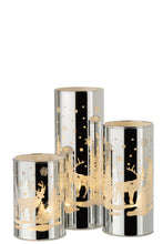 Görseli Galeri görüntüleyiciye yükleyin, Luxuria Kar Desenli Işıklı Gümüş Mumluk