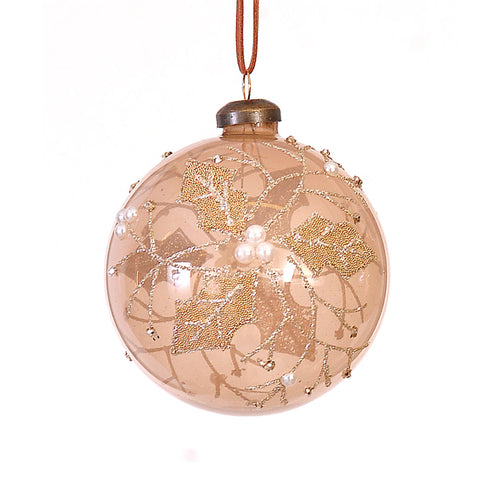 Gold Çiçekli Yılbaşı Ağaç Süsü 10 Cm