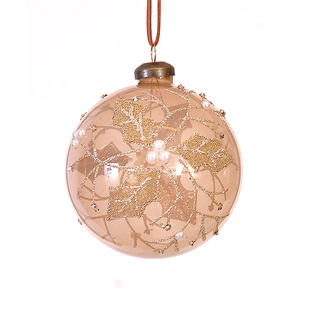 Gold Çiçekli Yılbaşı Ağaç Süsü 10 Cm