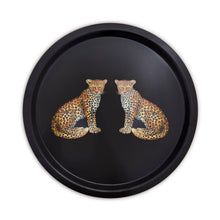 Görseli Galeri görüntüleyiciye yükleyin, Çift Leopar Siyah Yuvarlak Tepsi
