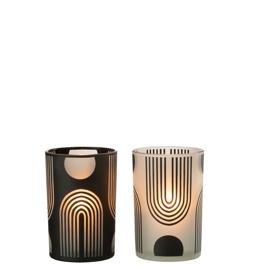 Art Deco Desenli Beyaz Mumluk